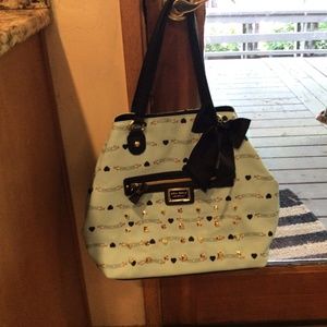 Betsy Johnson turquoise blue and black bow Satchel Purse